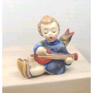 Vintage Hummel Figurine # 38 Candle Holder Angel Boy Lute